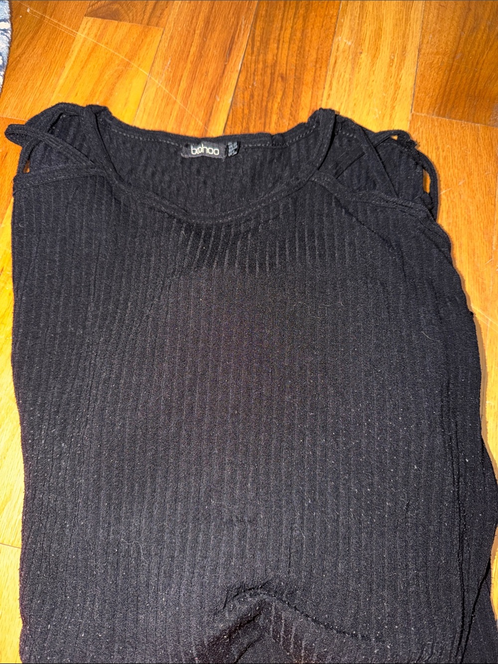 Boohoo Black Ribbed Sleeveless Crew Neck Top